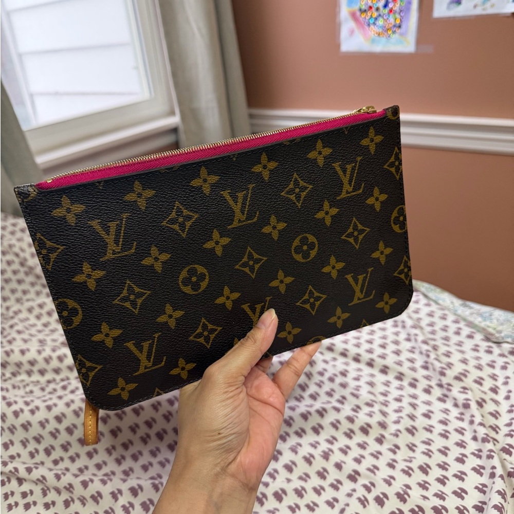 Louis Vuitton Monogram Pouch with Pink Zipper